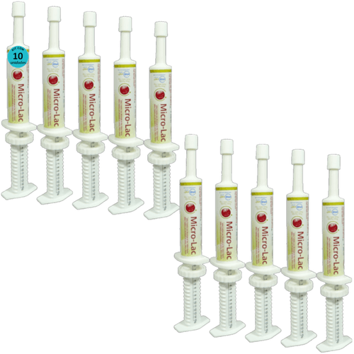 Micro - Lac Aditivo Probiótico Para Cães Gatos Equínos 15g Kit Com 10